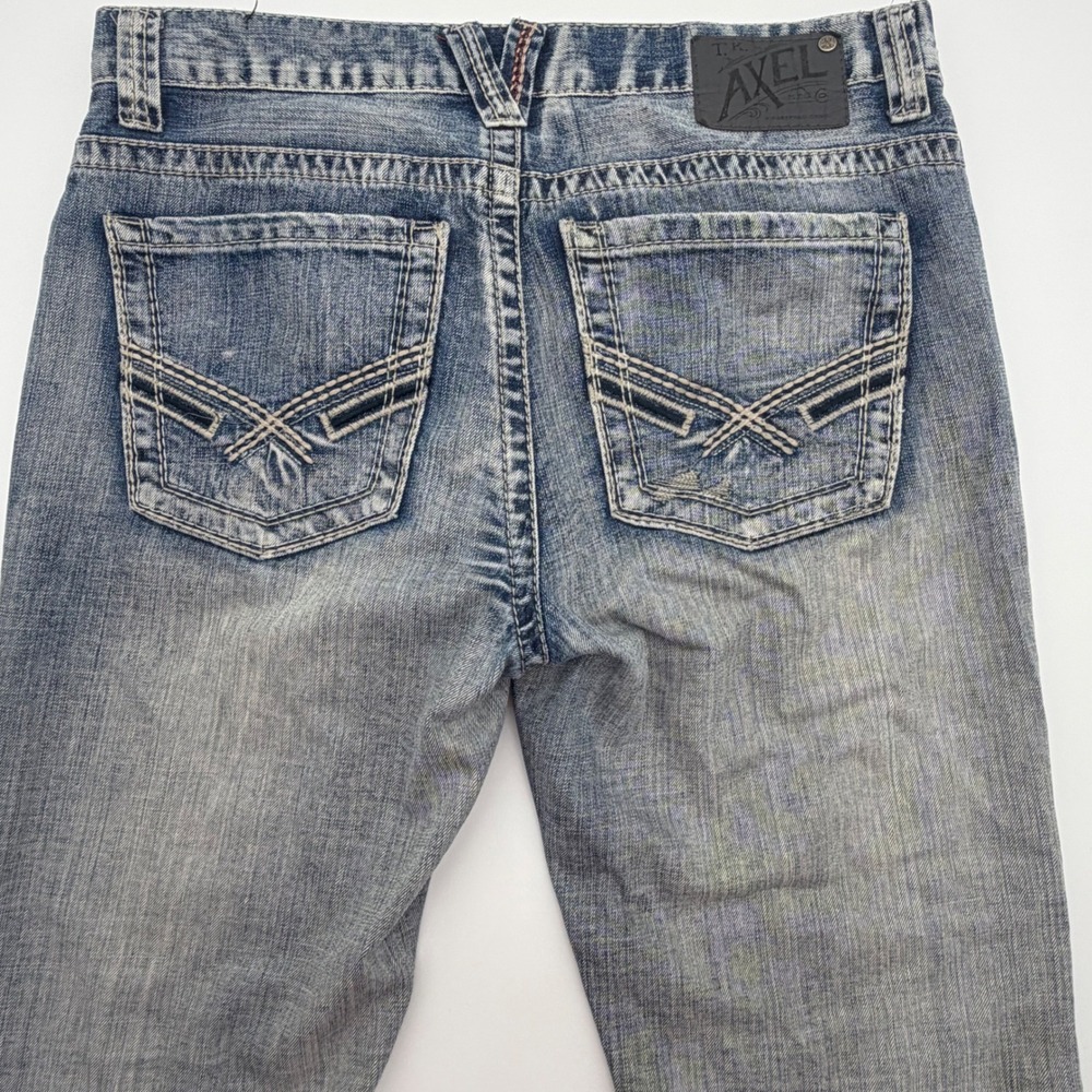 TK Axel Wolcott Vintage Boot Jeans Mens 32x32 Light Wash Distressed Cotton Denim